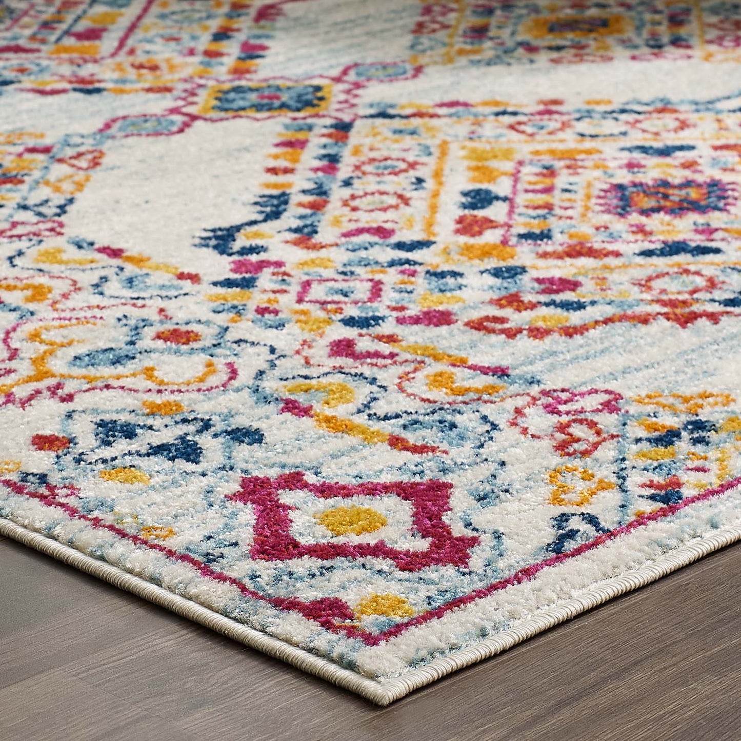 Entourage Khalida Distressed Vintage Floral Lattice 5x8 Area Rug by Modway