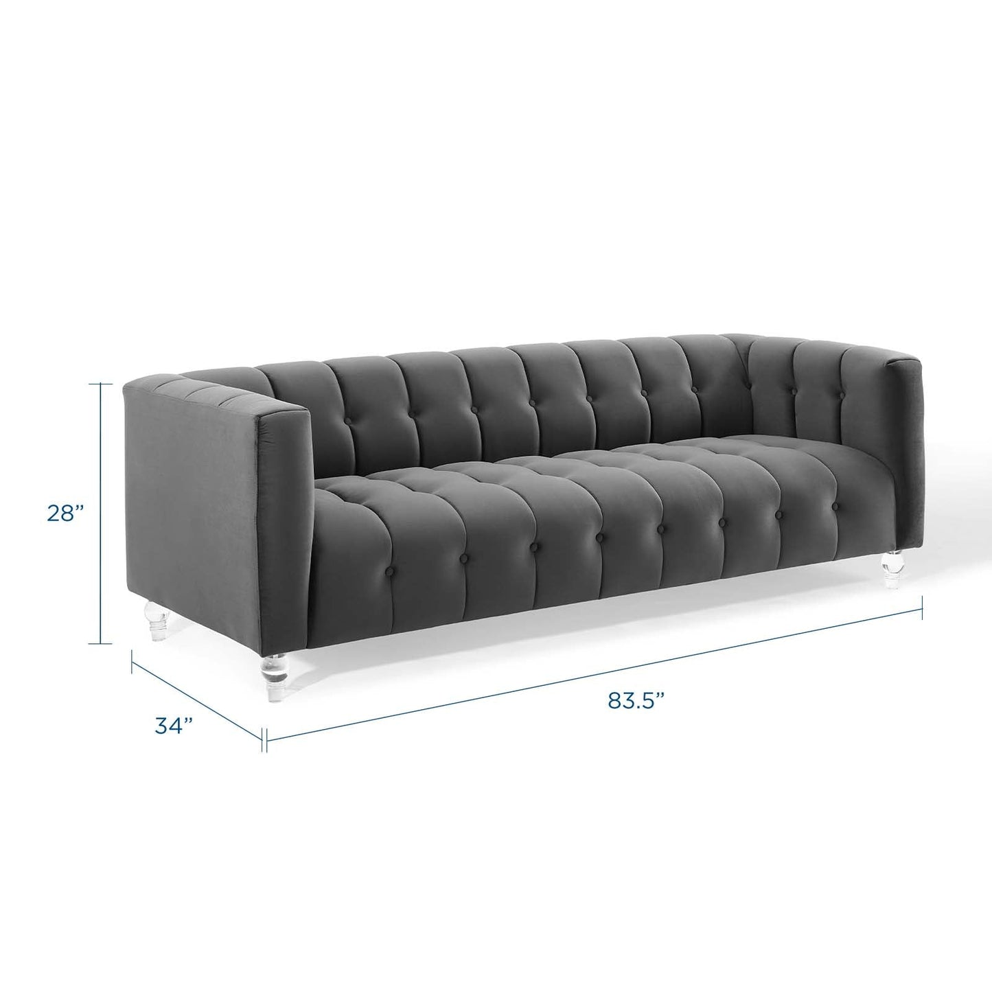 Mesmer Channel Tufted Button Performance Velvet Sofa by Modway