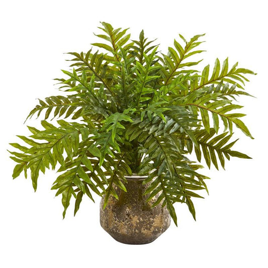 24"  Hares Foot Fern Artificial Plant in Vase (Real Touch)