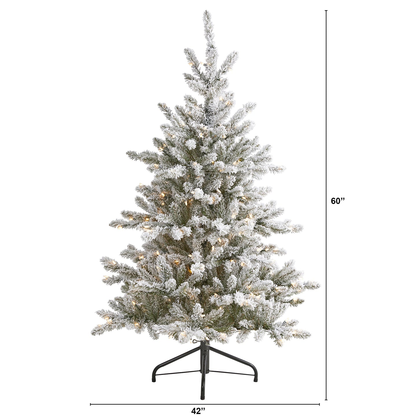 5' Flocked West Virginia Spruce Artificial Christmas Tree with 200 Clear Lights