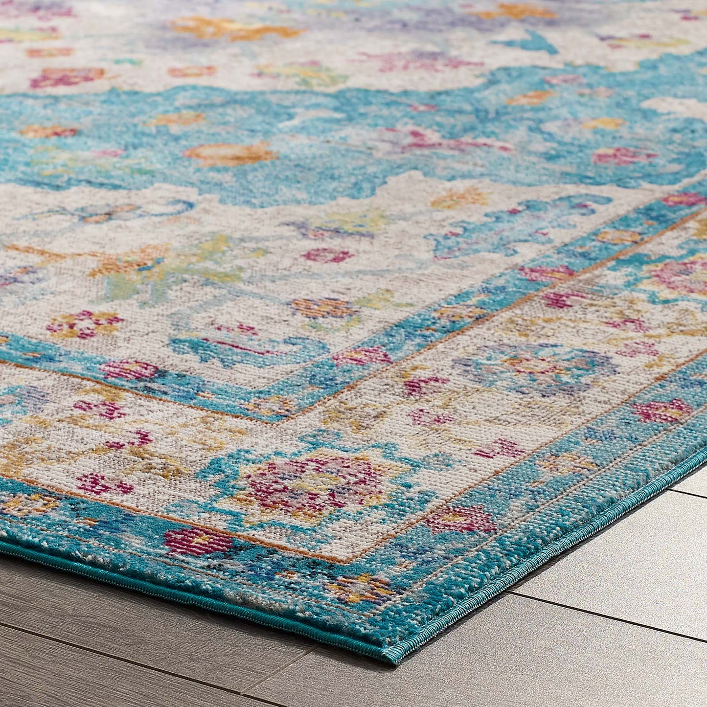 Success Anisah Distressed Floral Vintage Medallion 8x10 Area Rug by Modway