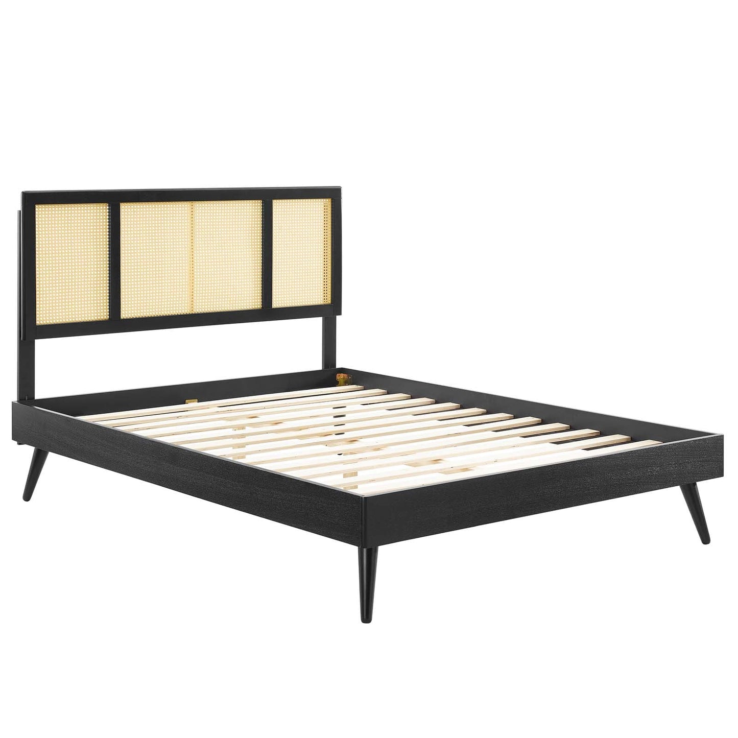 Kelsea Cane and Wood Queen Platform Bed With Splayed Legs by Modway