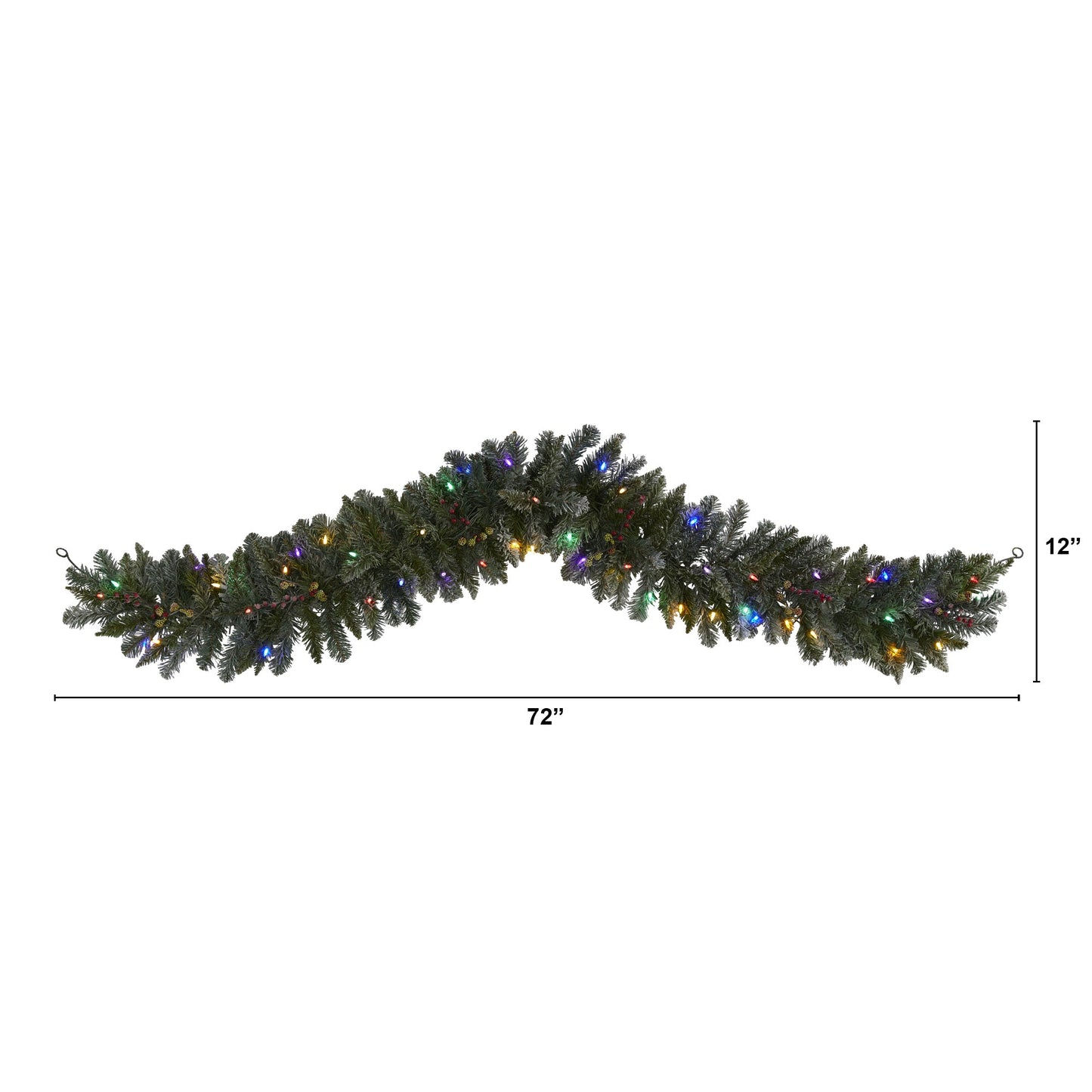 6' Flocked Artificial Christmas Garland with 50 Multicolored LED and Berries