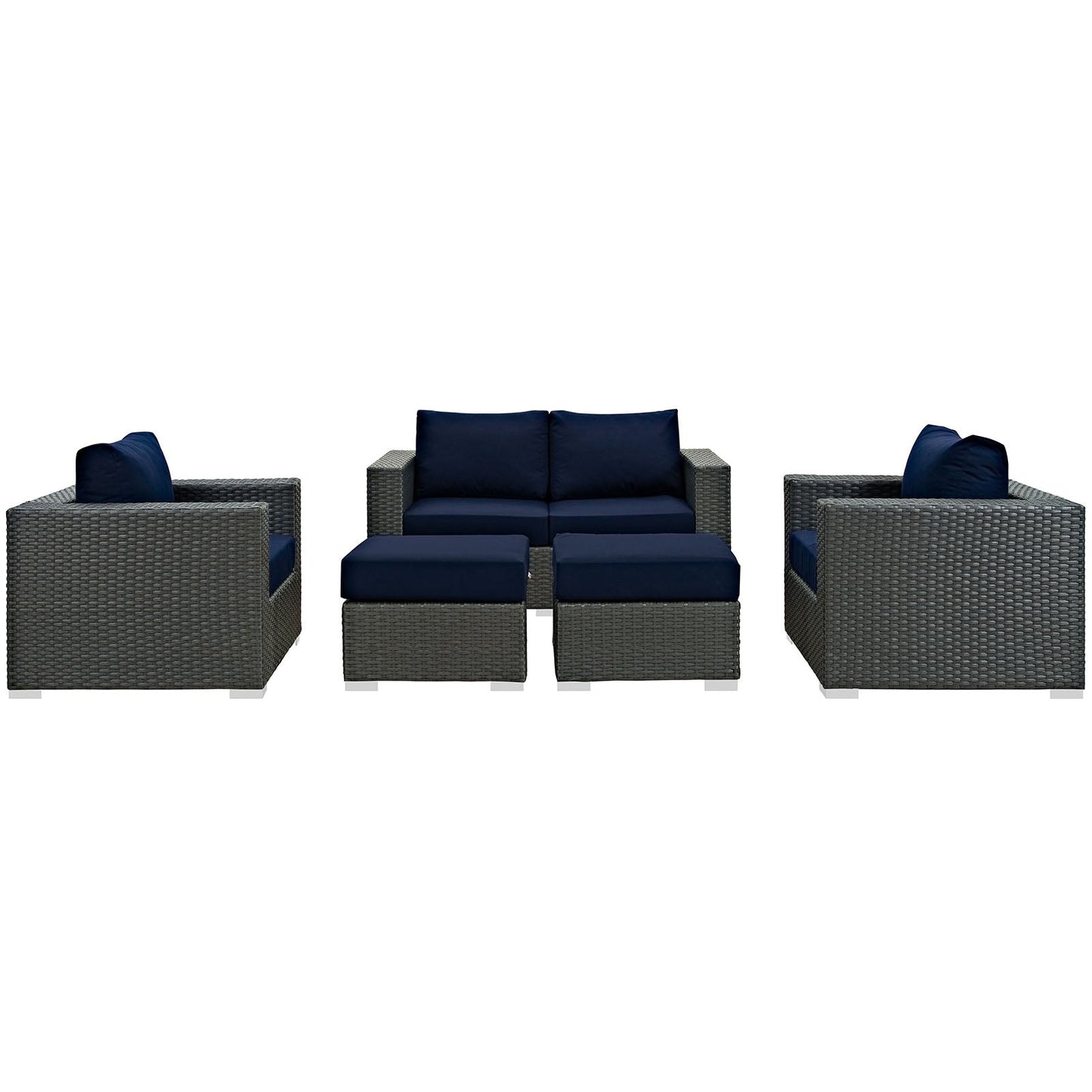 Sojourn 5 Piece Outdoor Patio Sunbrella¨ Sectional Set by Modway