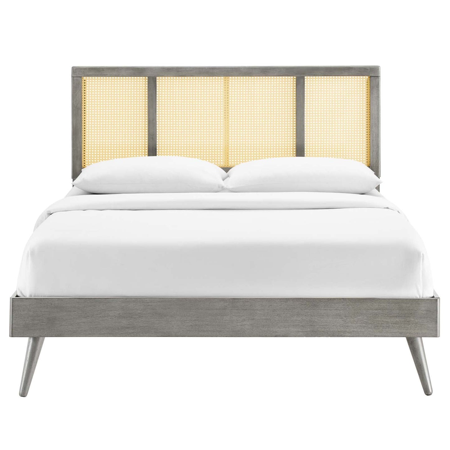 Kelsea Cane and Wood Full Platform Bed With Splayed Legs by Modway
