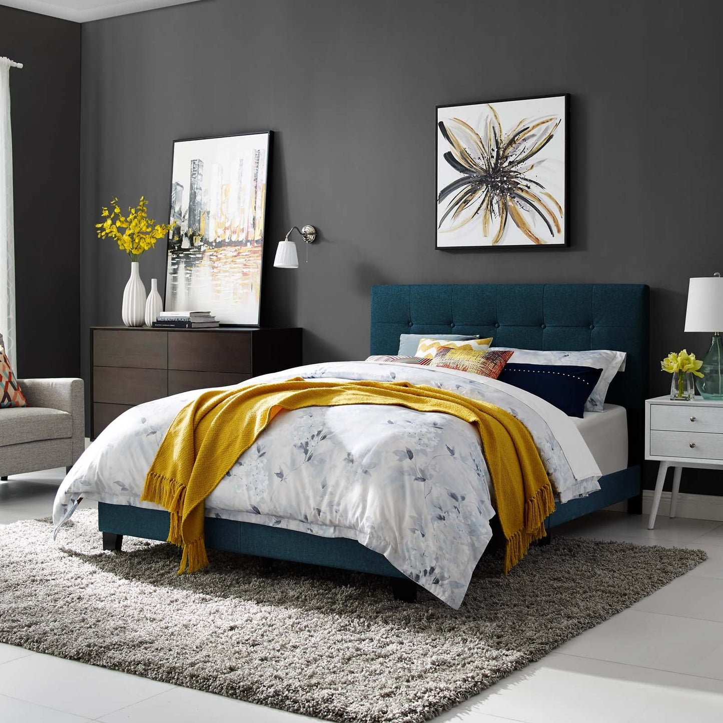 Amira Upholstered Fabric Twin Bed by Modway
