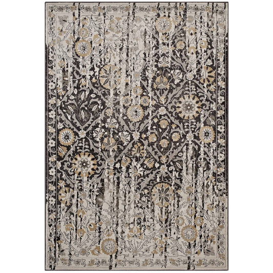 Ganesa Distressed Diamond Floral Lattice 8x10 Area Rug by Modway
