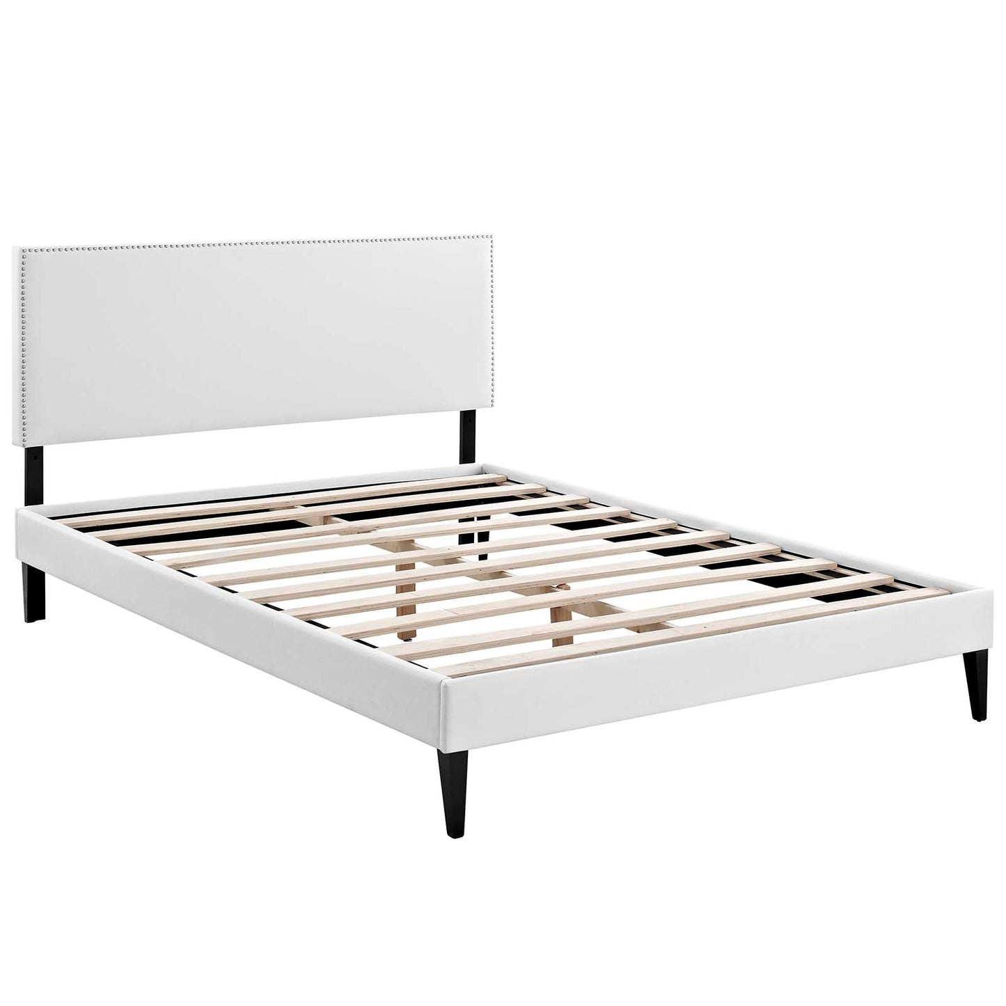 Macie Vinyl Full Platform Bed with Squared Tapered Legs by Modway