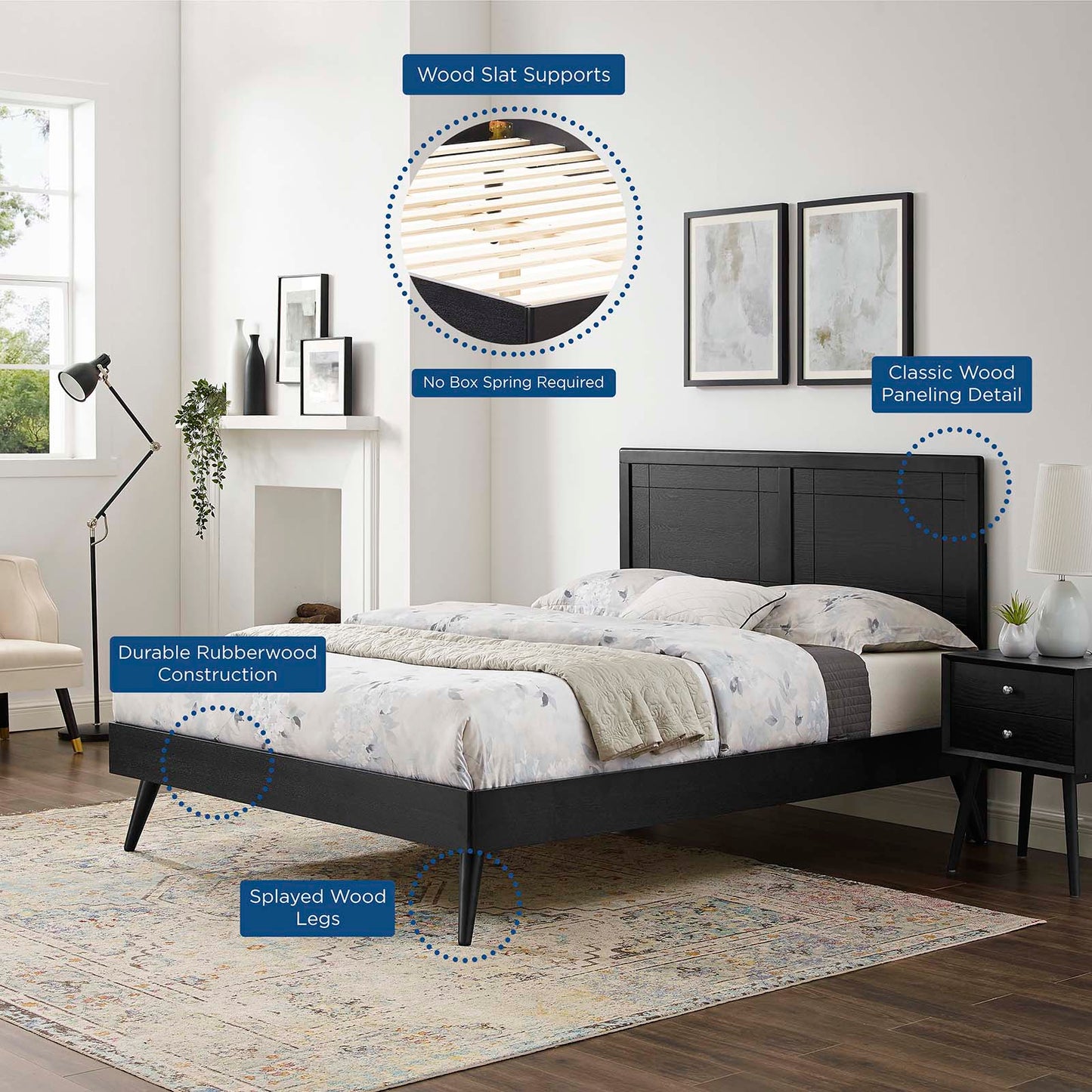 Marlee Wood Queen Platform Bed With Splayed Legs by Modway