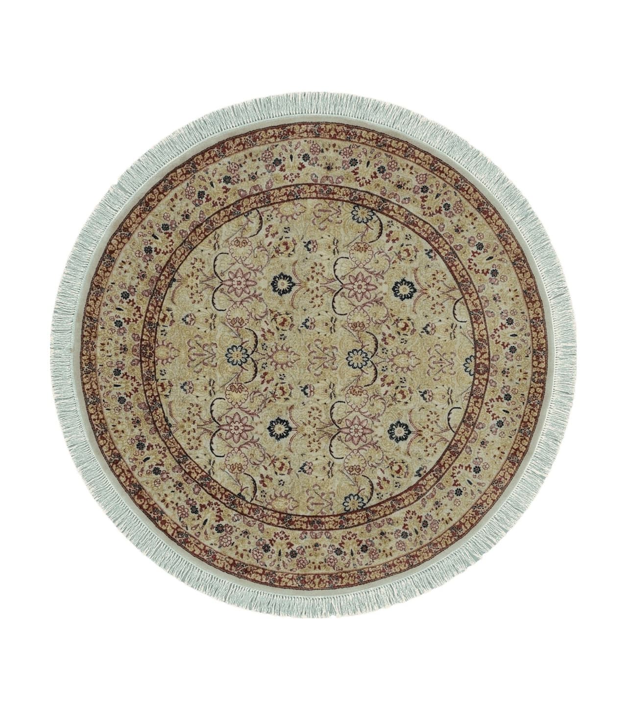 6' Handmade Fine Indian Wool Rug Carpet Round Silk Accent Beauty