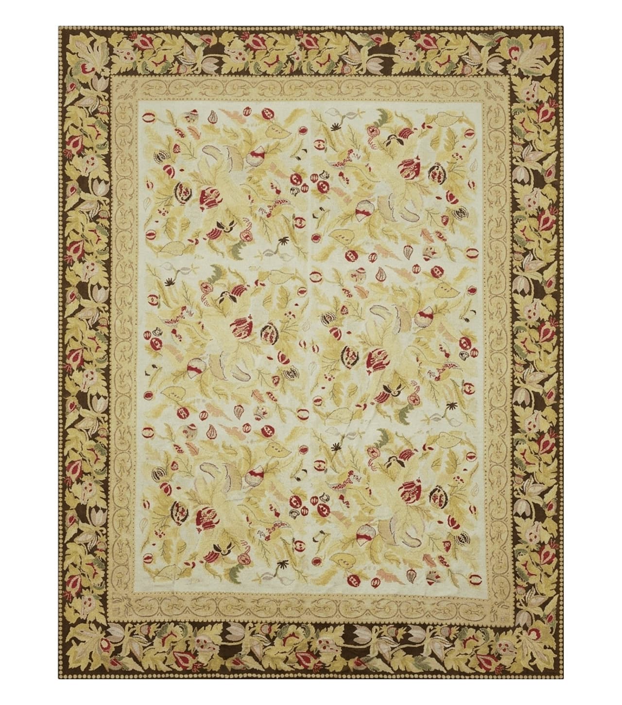 9' X 11' Handmade Chinese Needlepoint Wool Floral Rug Carpet Rose Garden Chic