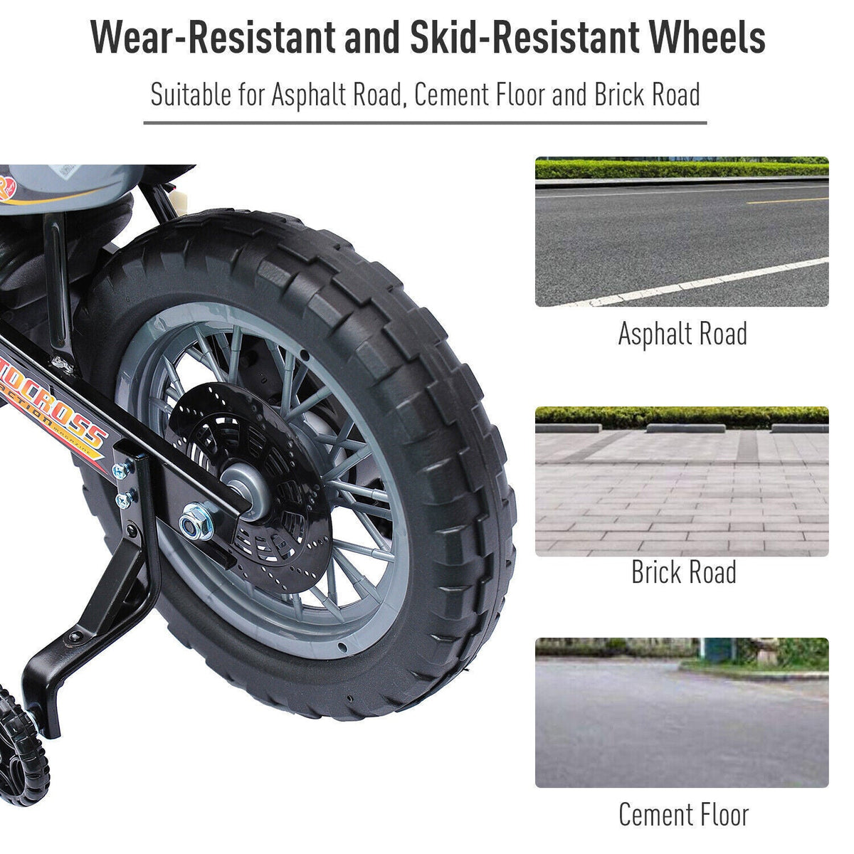 6V Electric Dirt Bike Battery Motorcycle Toy for Kids with Training Wheels