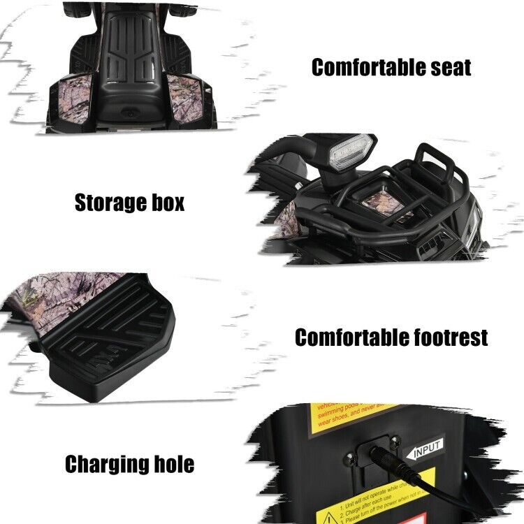 6V Electric Kids ATV Quad Ride On Car with LED Lights, MP3 Player, and Realistic Design - Perfect Gift for Toddlers