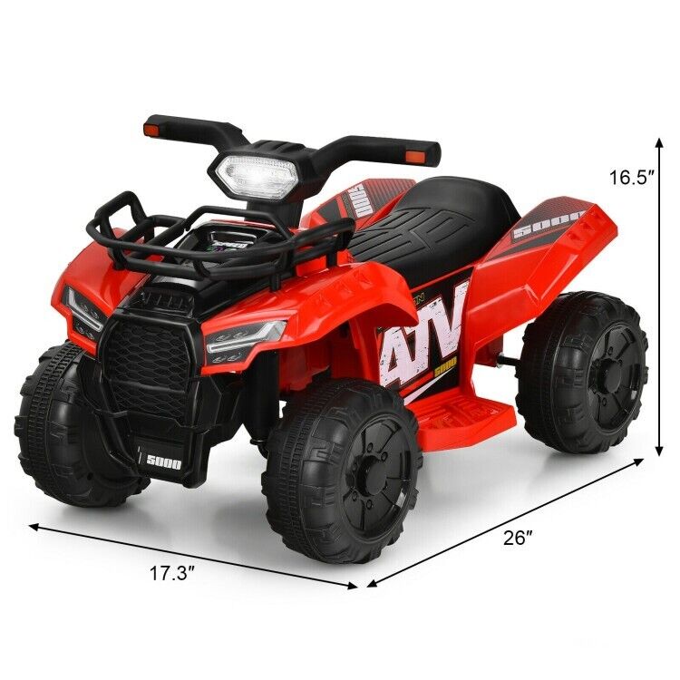 6V Kids ATV Quad Electric Ride On Car with LED Light & MP3 Player - Perfect Gift for Toddlers