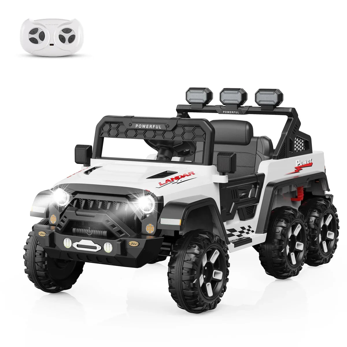 6WD Kids Ride-On Truck with Remote Control and Lockable Doors - 24V Power Wheels Toy
