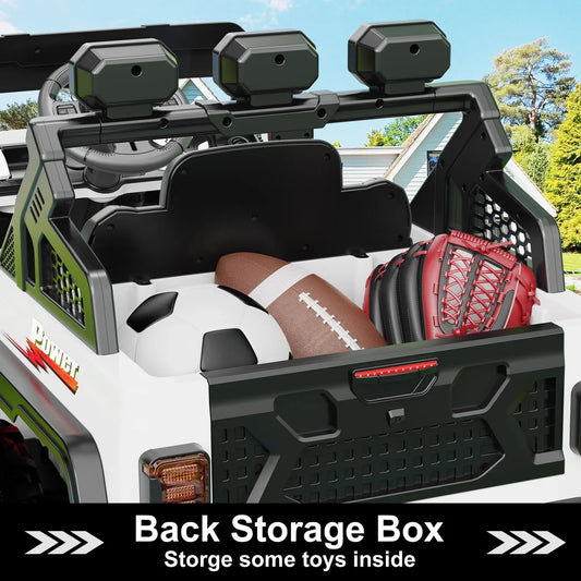 6WD Kids Ride-On Truck with Remote Control and Lockable Doors - 24V Power Wheels Toy