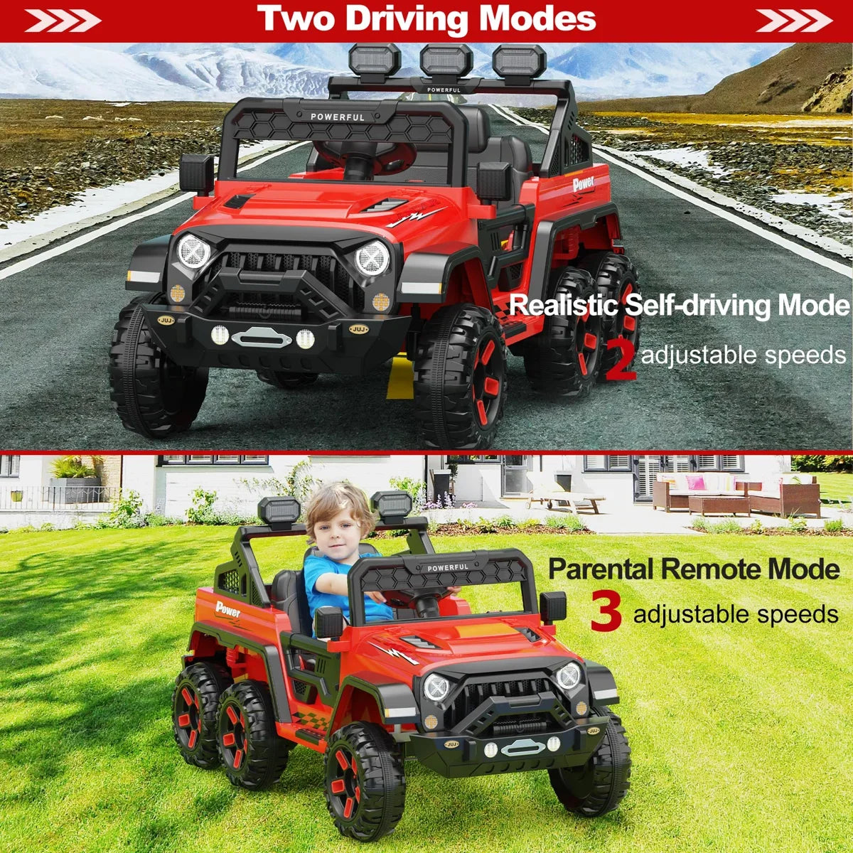 6WD Kids Ride-On Truck with Remote Control and Lockable Doors - 24V Power Wheels Toy
