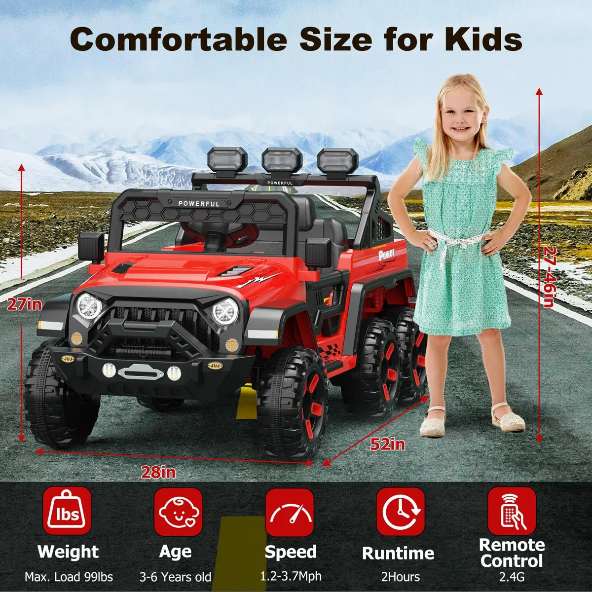 6WD Kids Ride-On Truck with Remote Control and Lockable Doors - 24V Power Wheels Toy