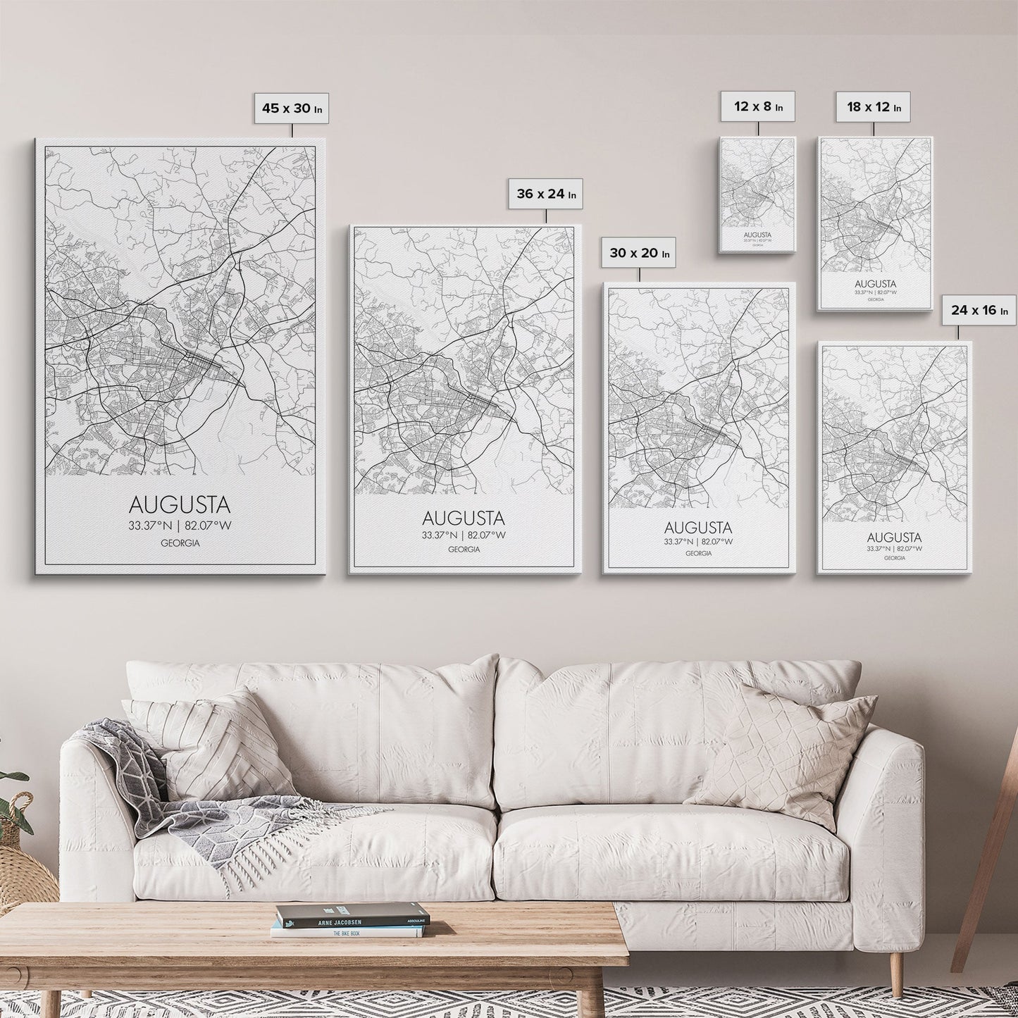 Augusta Street Map, Georgia Map, City Map Art, Dorm Wall Art, Adventure Wall Art, Minimalist Art, Wall Art, Canvas Print, Canvas Wall Art