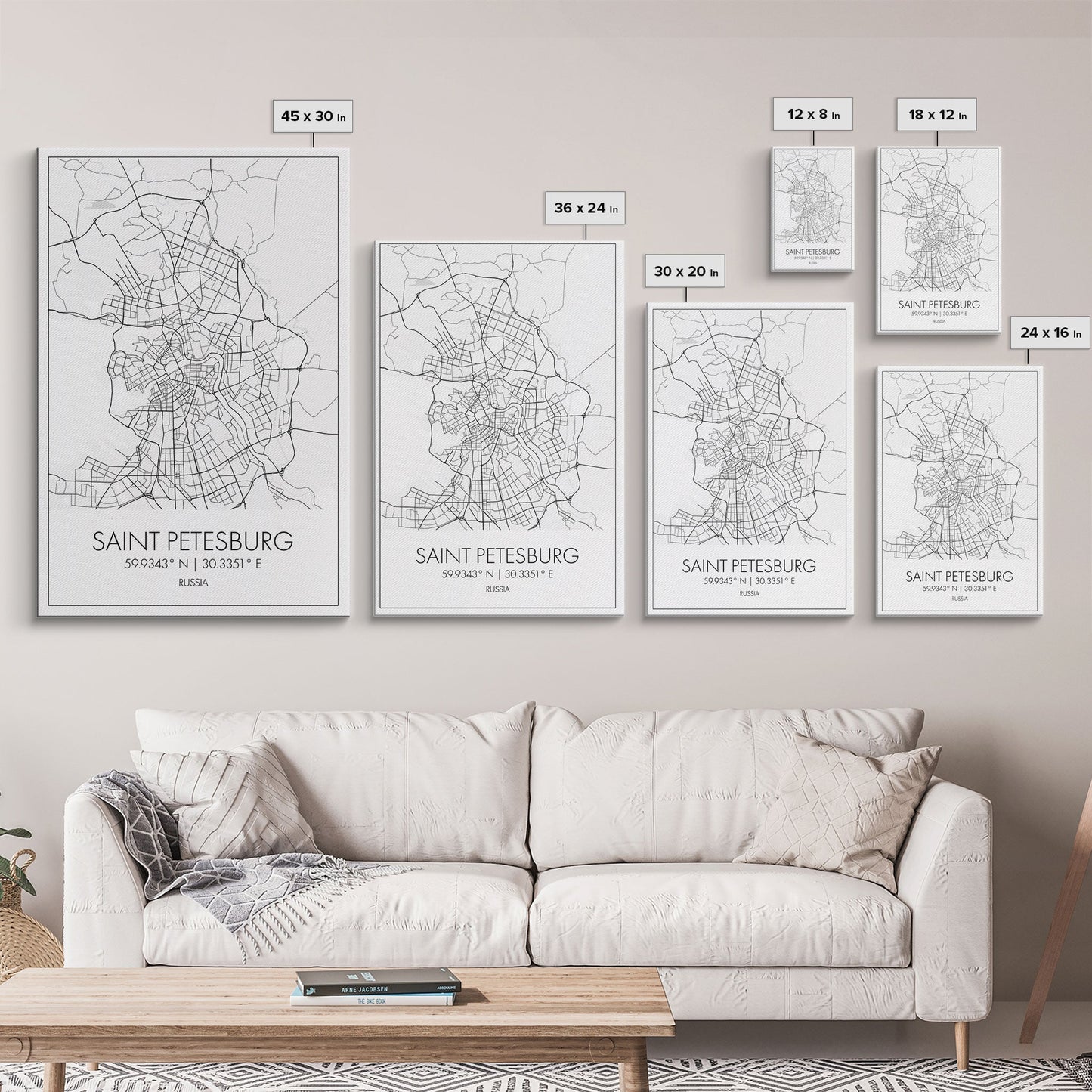Saint Petersburg Street Map, Russia Map, City Map Art, Minimalist Art, Wall Art, Canvas Print, Room Décor, Gift For Mom, Travel Wall Art