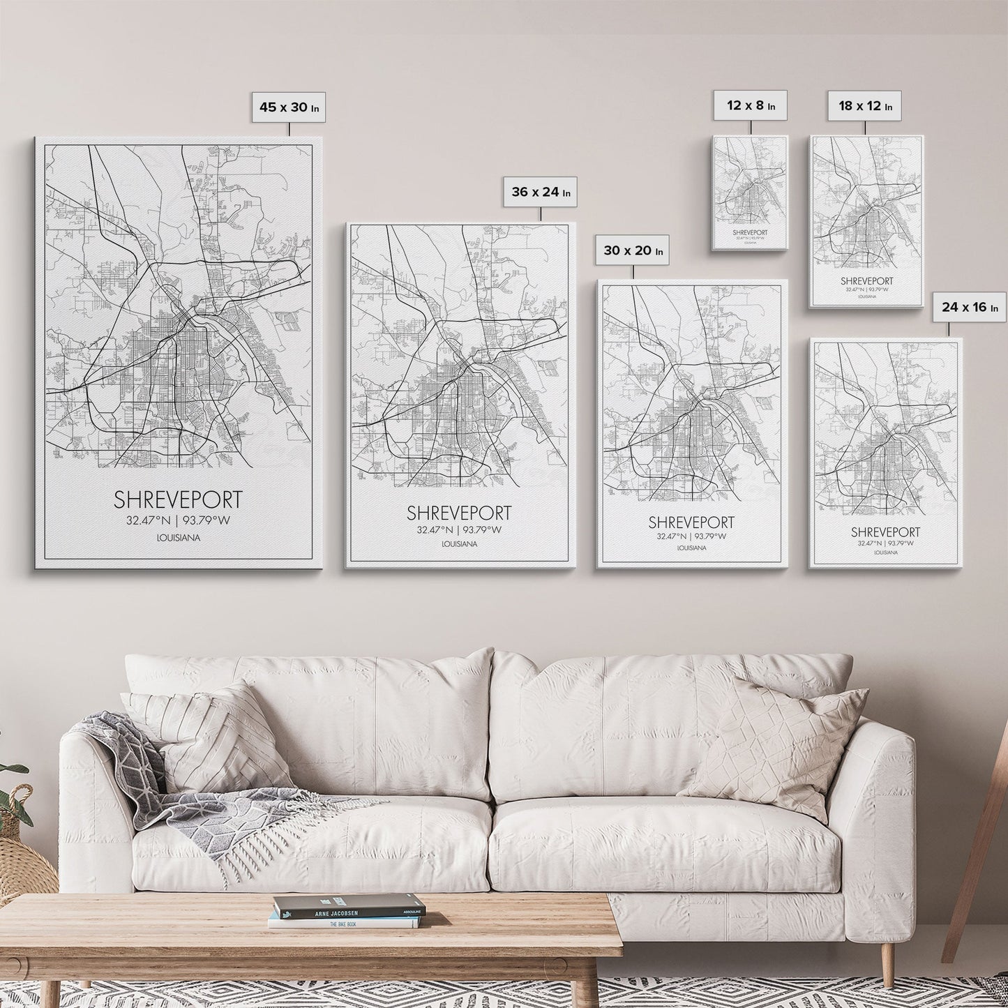 Shreveport Street Map, Louisiana Map, City Map Print, Minimalist Art, Wall Art, Canvas Print, Wall Decoration, Aviation Gift, Travel Décor