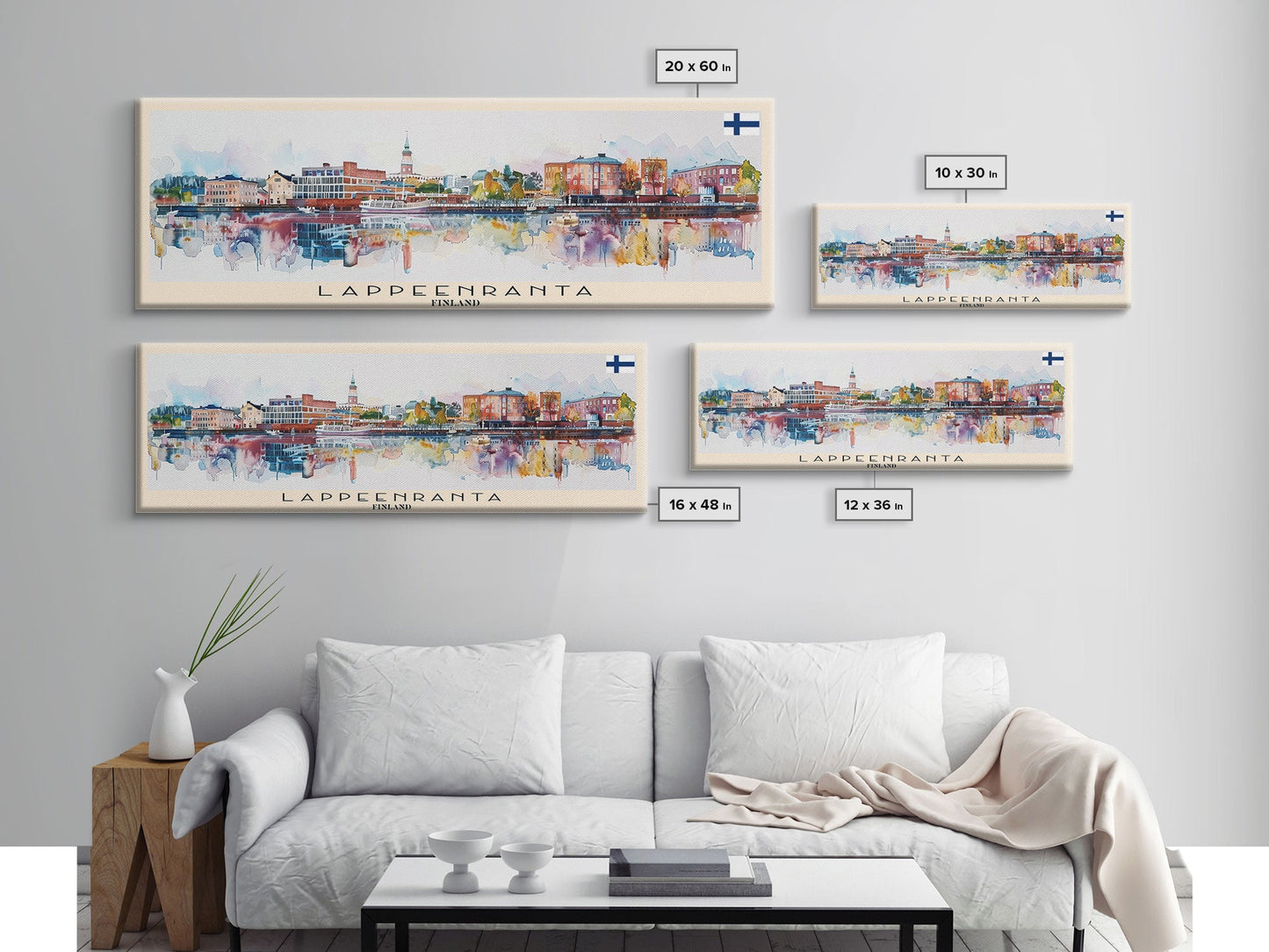 Lappeenranta Finland Panoramic Travel Poster, Framed Canvas Print or Metal Wall Art, Travel Art, Home Decor, Panoramic Painting, Midcentury Art