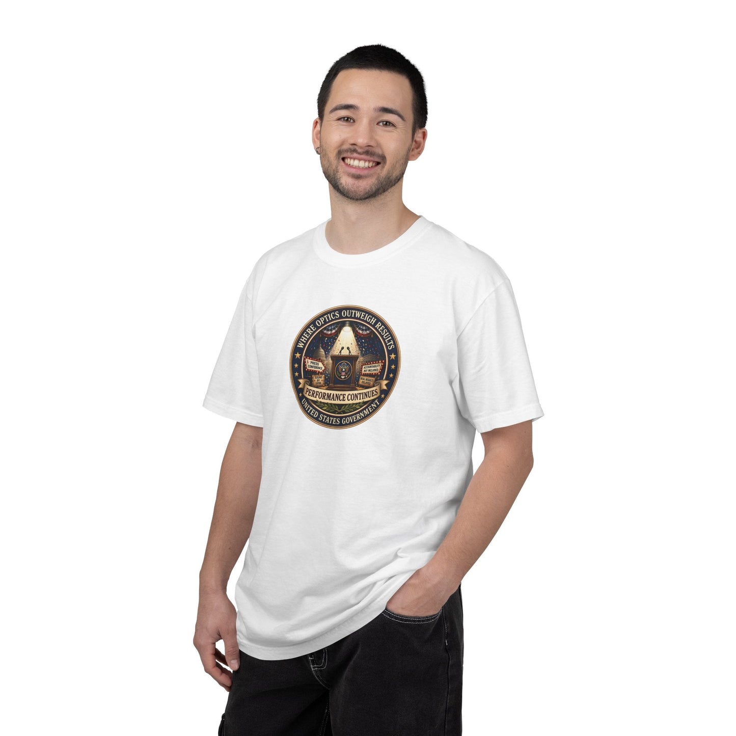 Where Optics Outweigh Results Graphic T-Shirt – Performance Continues Seal Tee