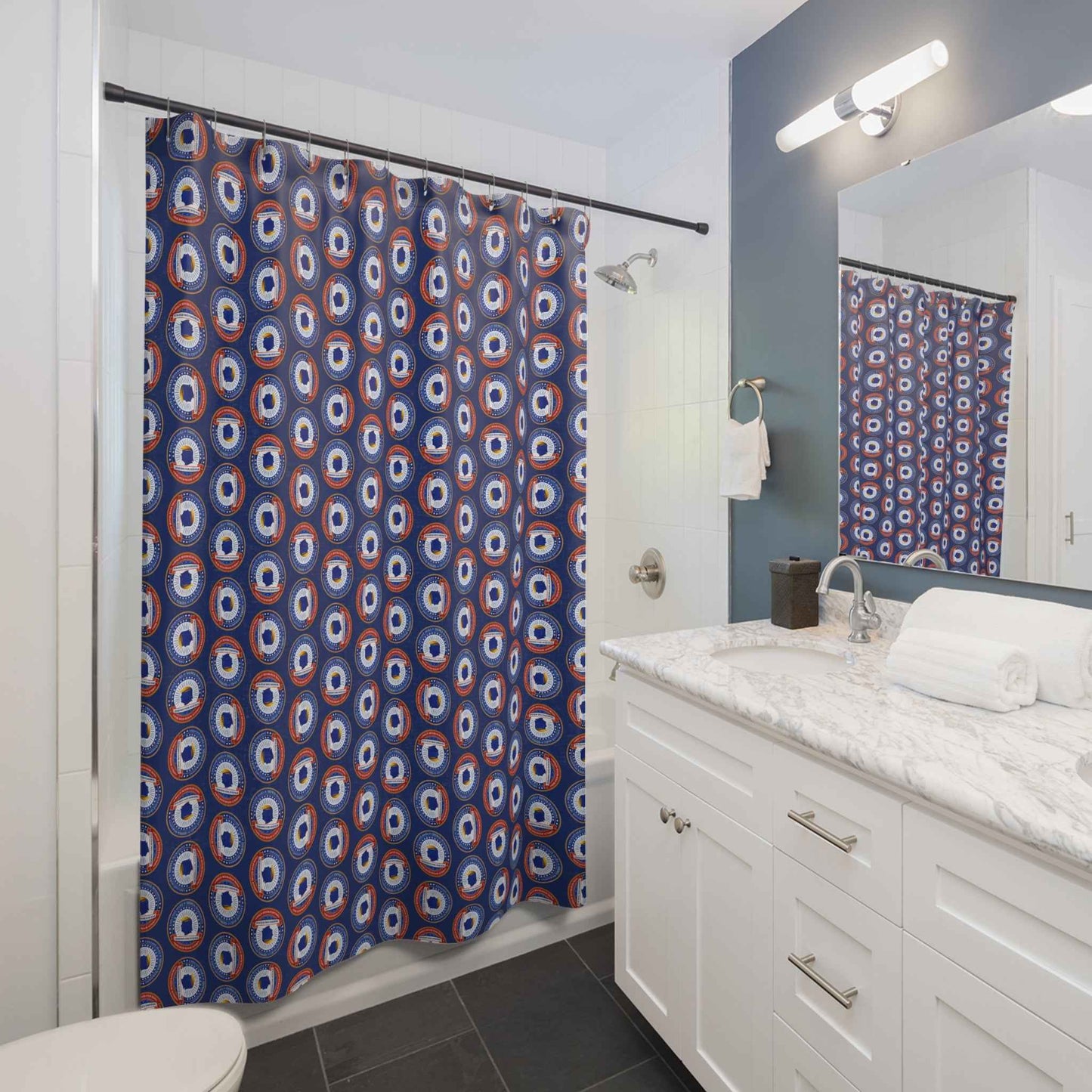 Executive Office of Shower Operations Curtain – Patriotic Faux Seal Shower Curtain
