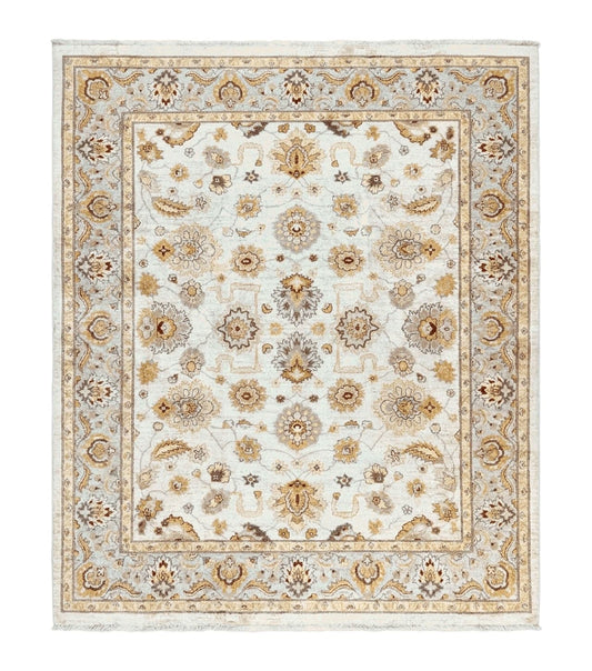 Peshawar Rug 8x10, Oushak Rug, Neutral Colors Hand Knotted Farmhouse Rug
