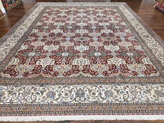 Persian Nain Rug 11x15 – Wool on Silk, Hand-Knotted, Signed Masterpiece