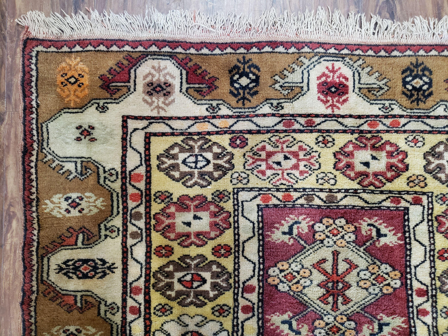 Turkish Caucasian Rug 4x7, Wool Turkish Talish Carpet, Geometric Rug