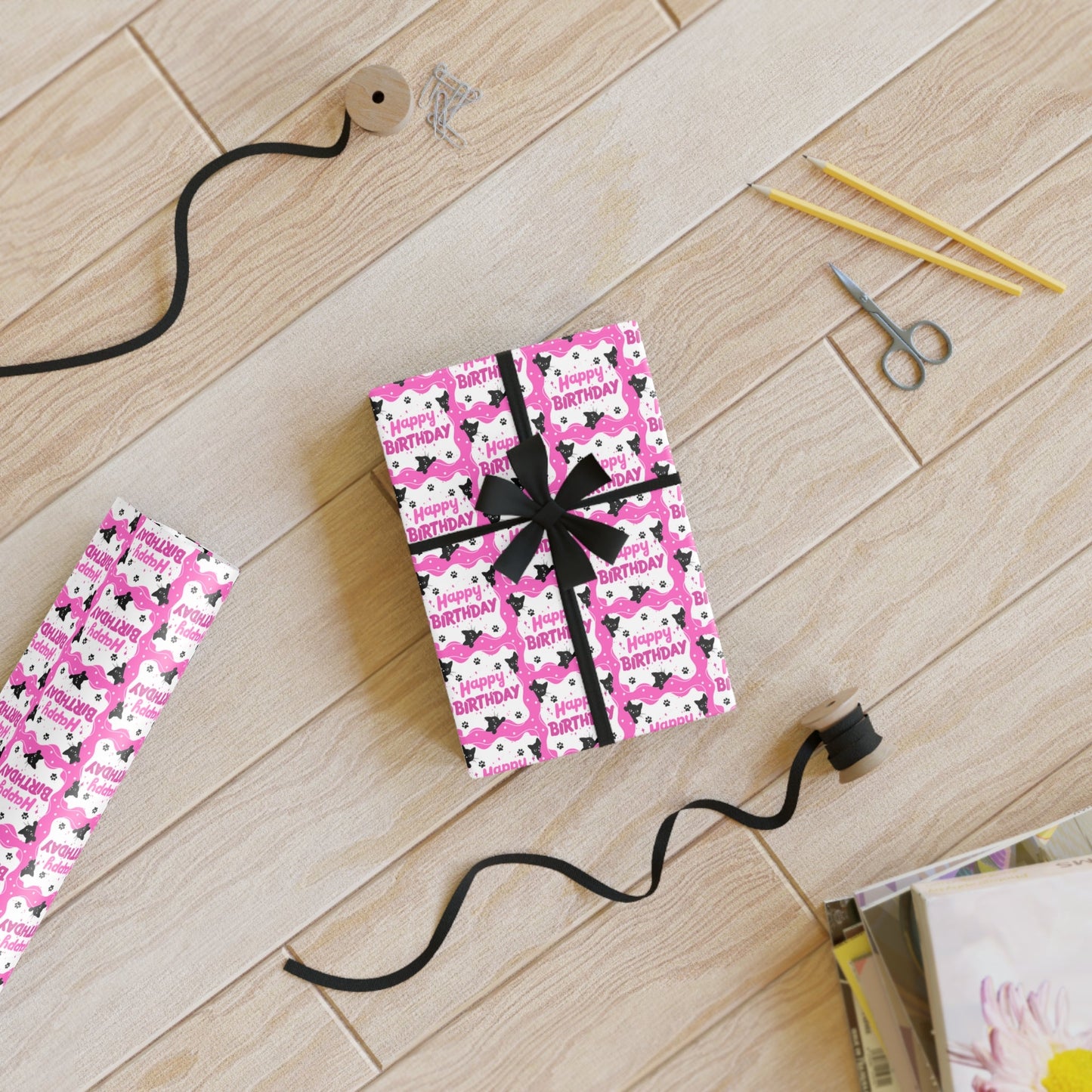 Pink Kitty Birthday Wrapping Paper Roll – Perfect for Gifts and Parties