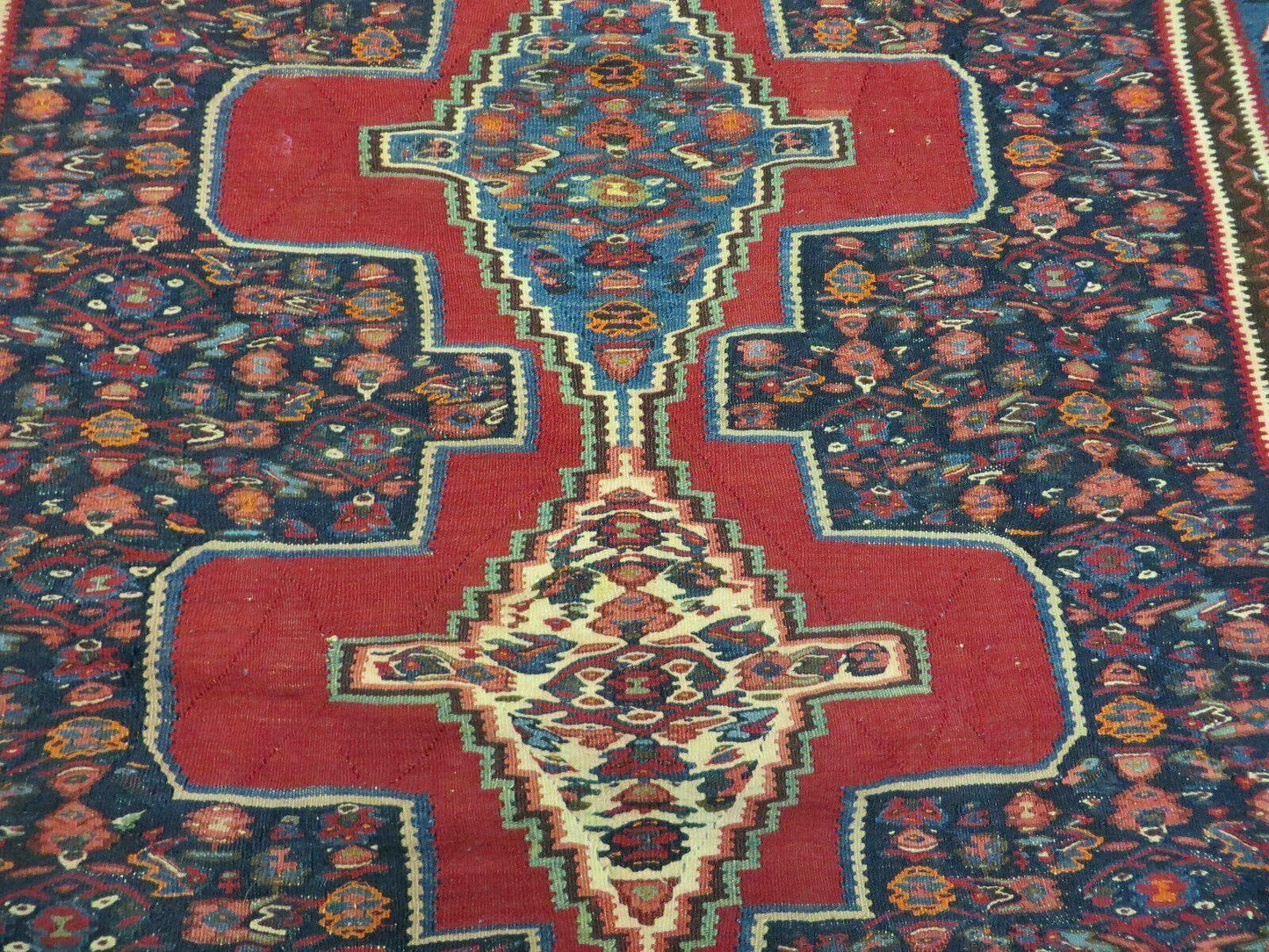 4' X 5' Antique Handmade Turkish Wool Kilim Flat weave Rug Blanket Tribal