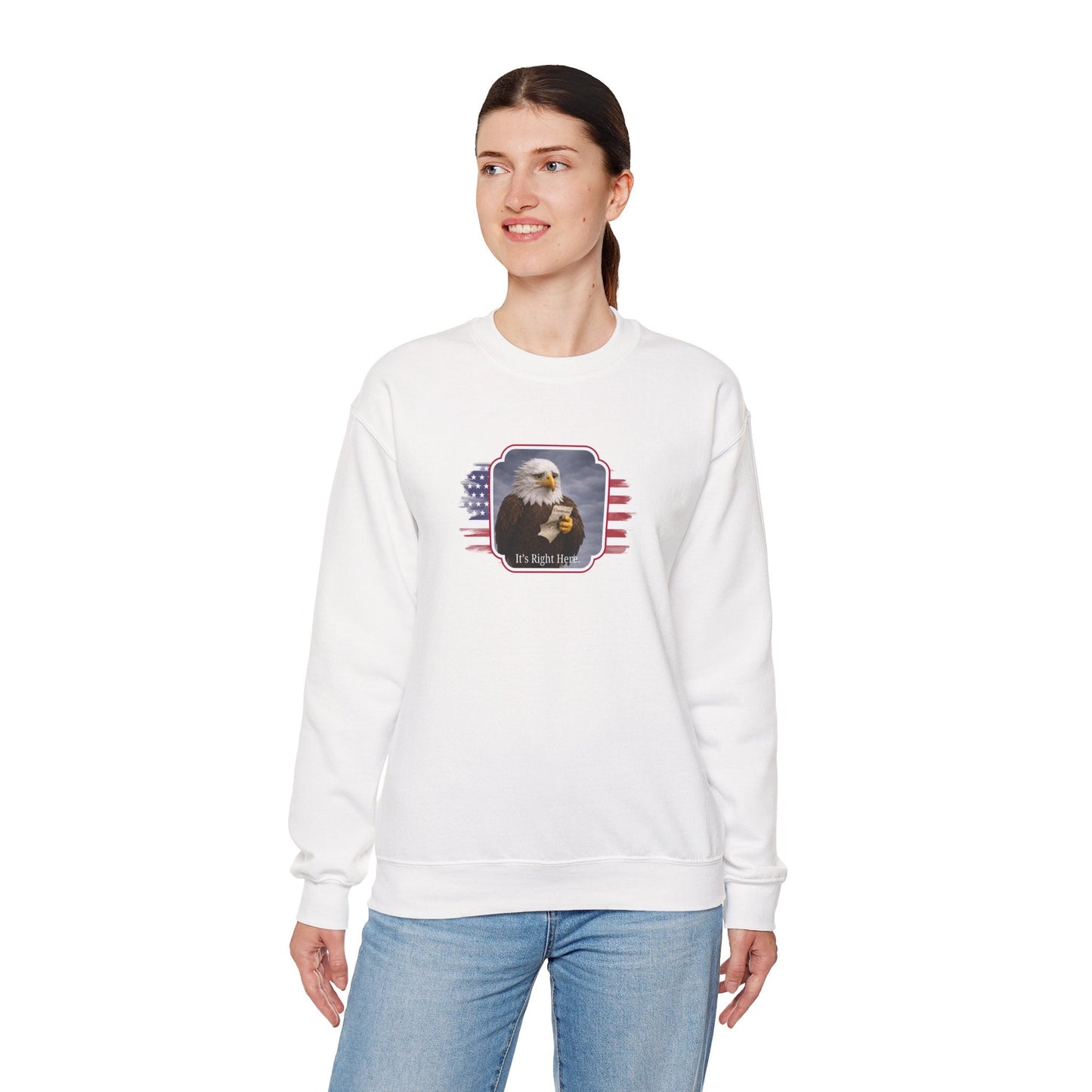 “It’s Right Here” Political Parody Crewneck Sweatshirt