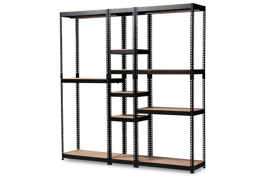 Baxton Studio Gavin Modern and Contemporary Black Metal 10-Shelf Closet Storage Racking Organizer