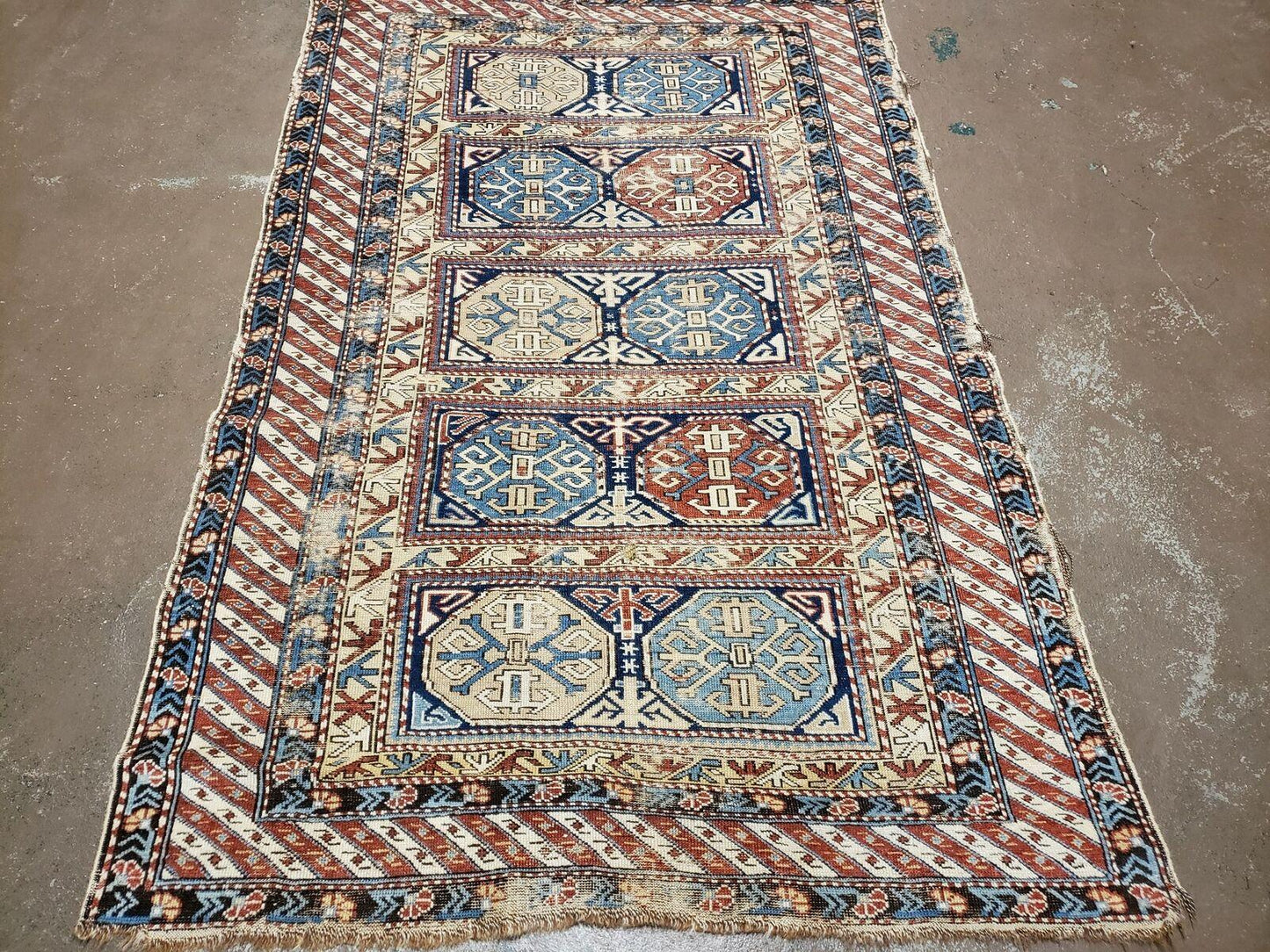 Antique Caucasian Rug 3x5, Shirvan Kazak Tribal Carpet