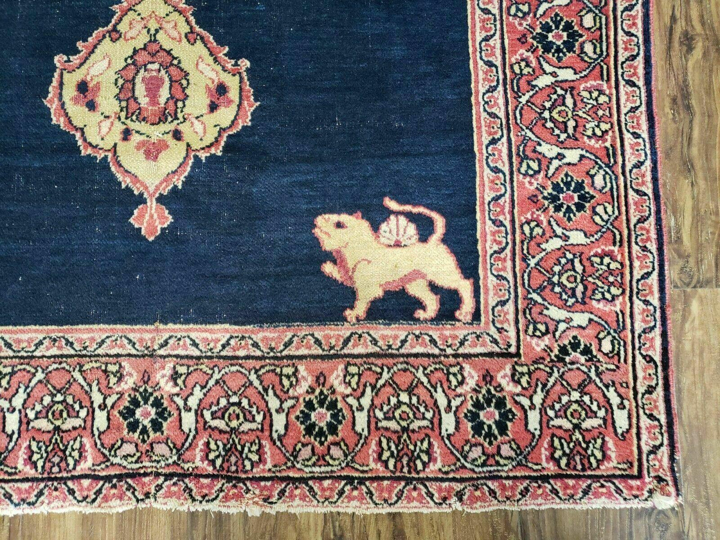 4' X 6' Antique Handmade Turkish Ghiordes Wool Rug Veg Dyes Organic Lion Nice