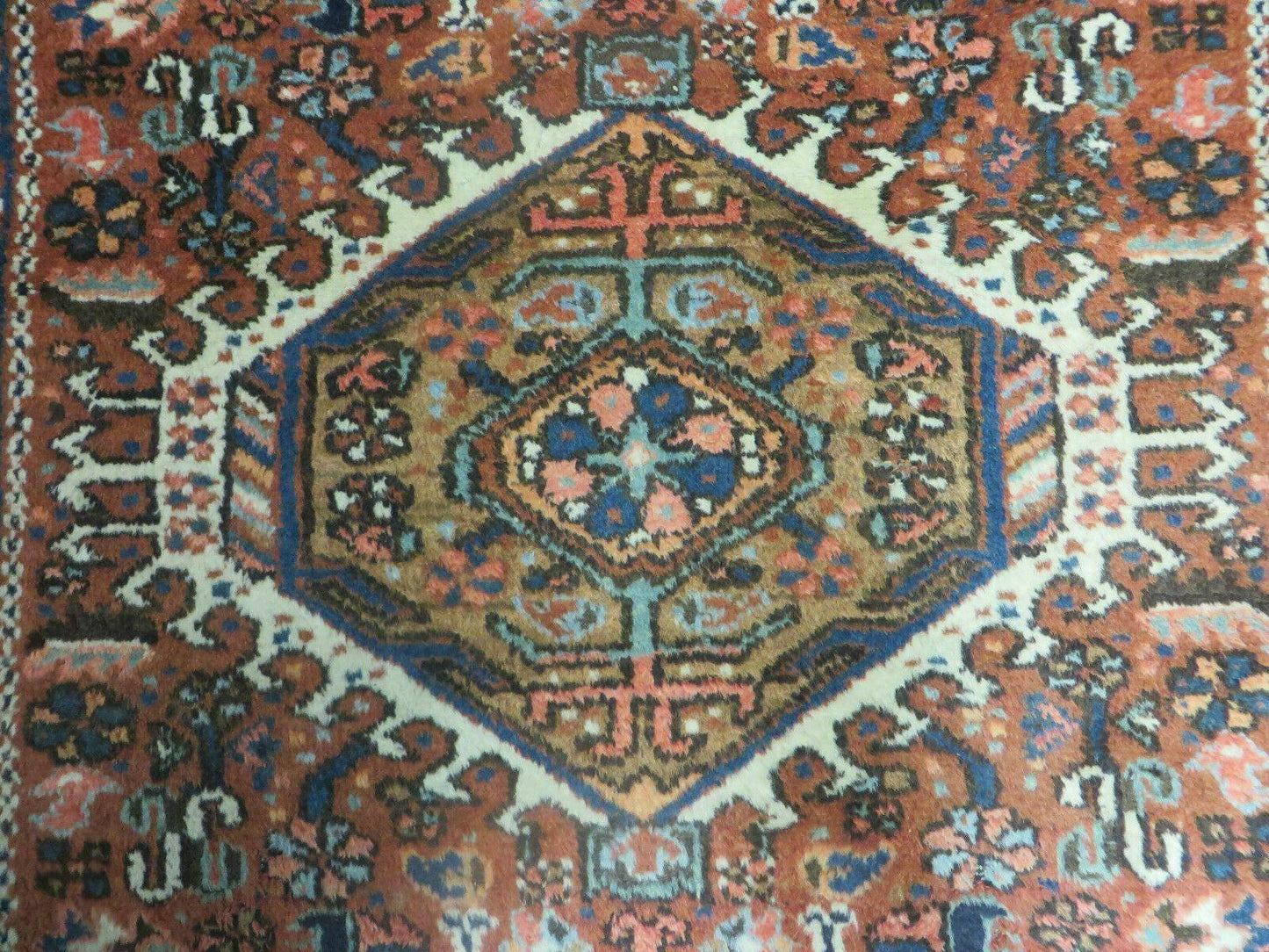 Persian Karajeh Rug 5x6, Antique Geometric Medallion Carpet