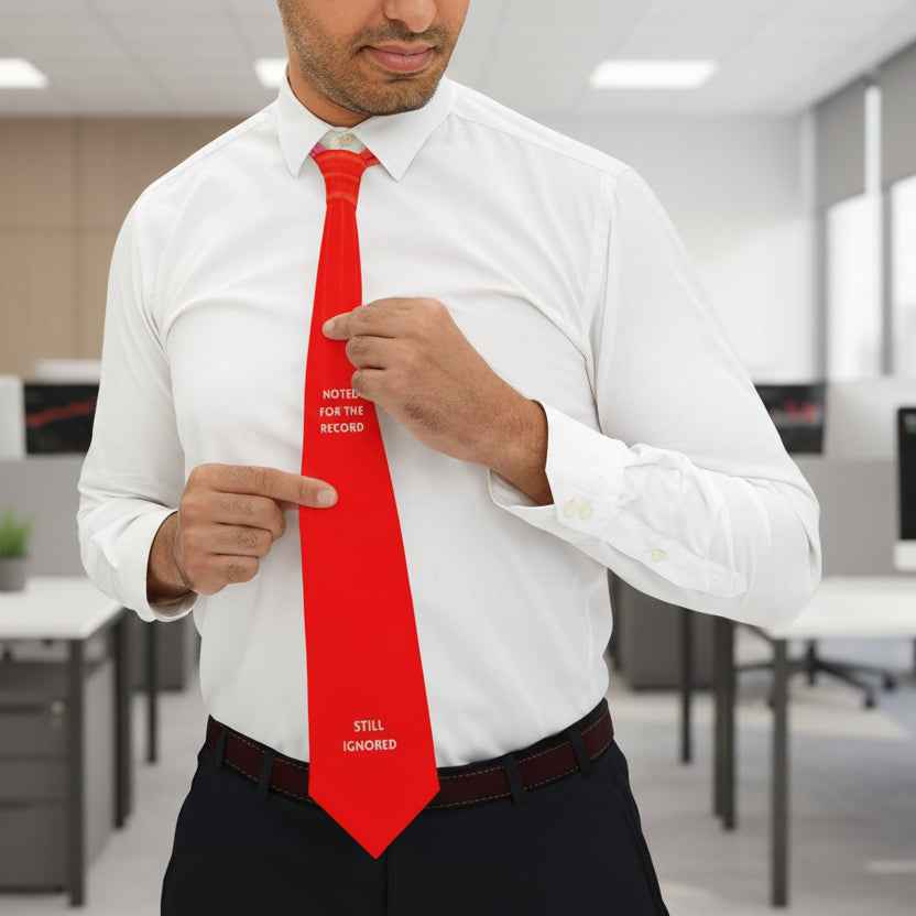 Noted for the Record / Still Ignored Red Necktie – Political Statement Tie, The Committee Meeting Collection