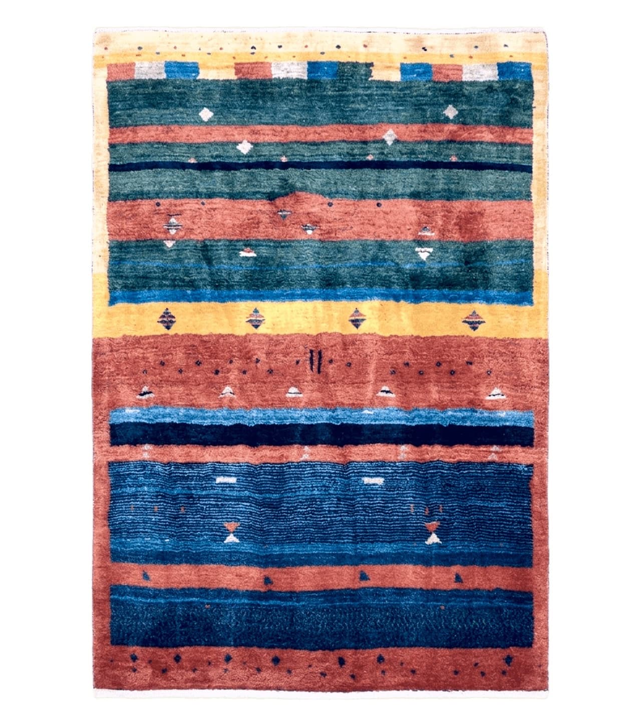 Colorful Persian Gabbeh Rug 4x6, Soft Pile, Colorful Rug, Handmade Hand Knotted Wool Carpet, Home Office Rug, Area Rug for Bedroom 4 x 6 ft