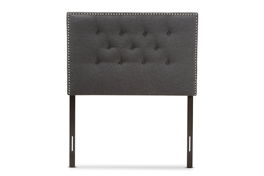 Baxton Studio Windsor Modern and Contemporary Dark Grey Fabric Twin Size Headboard