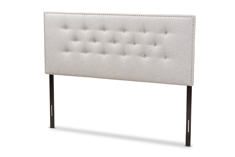 Baxton Studio Windsor Modern and Contemporary Greyish Beige Fabric Upholstered King Size Headboard
