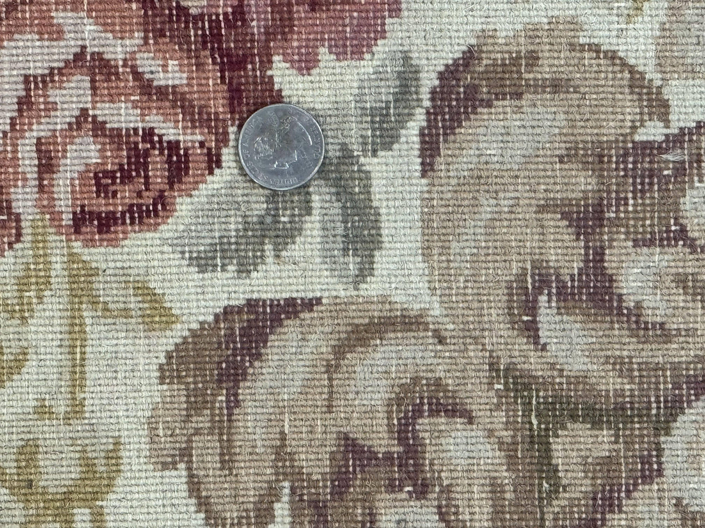 Aubusson Rug 8x12, European French Savonnerie Design, Thick Wool Pile, Elegant Rug, Cream Beige Light Green