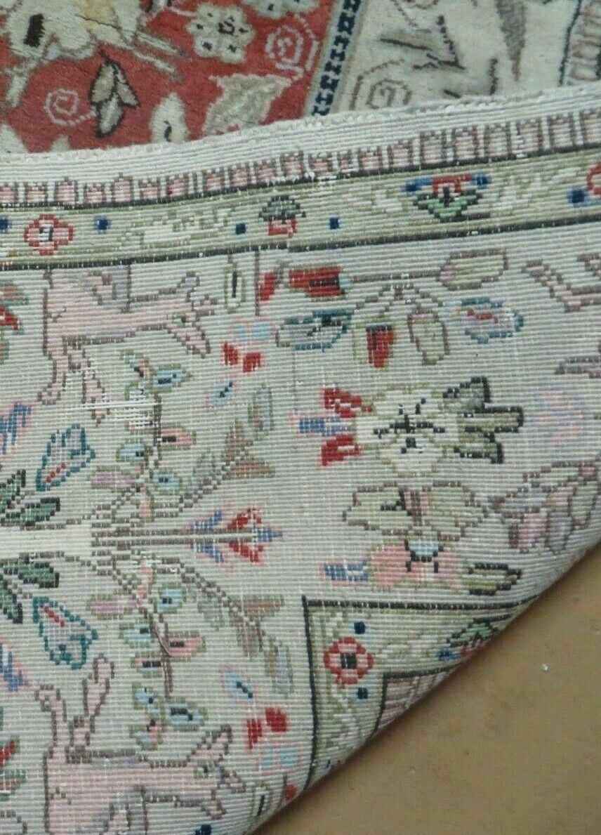 6' X 9' Vintage Handmade India Oriental Floral Wool Rug Hunting Bird Deer Nice