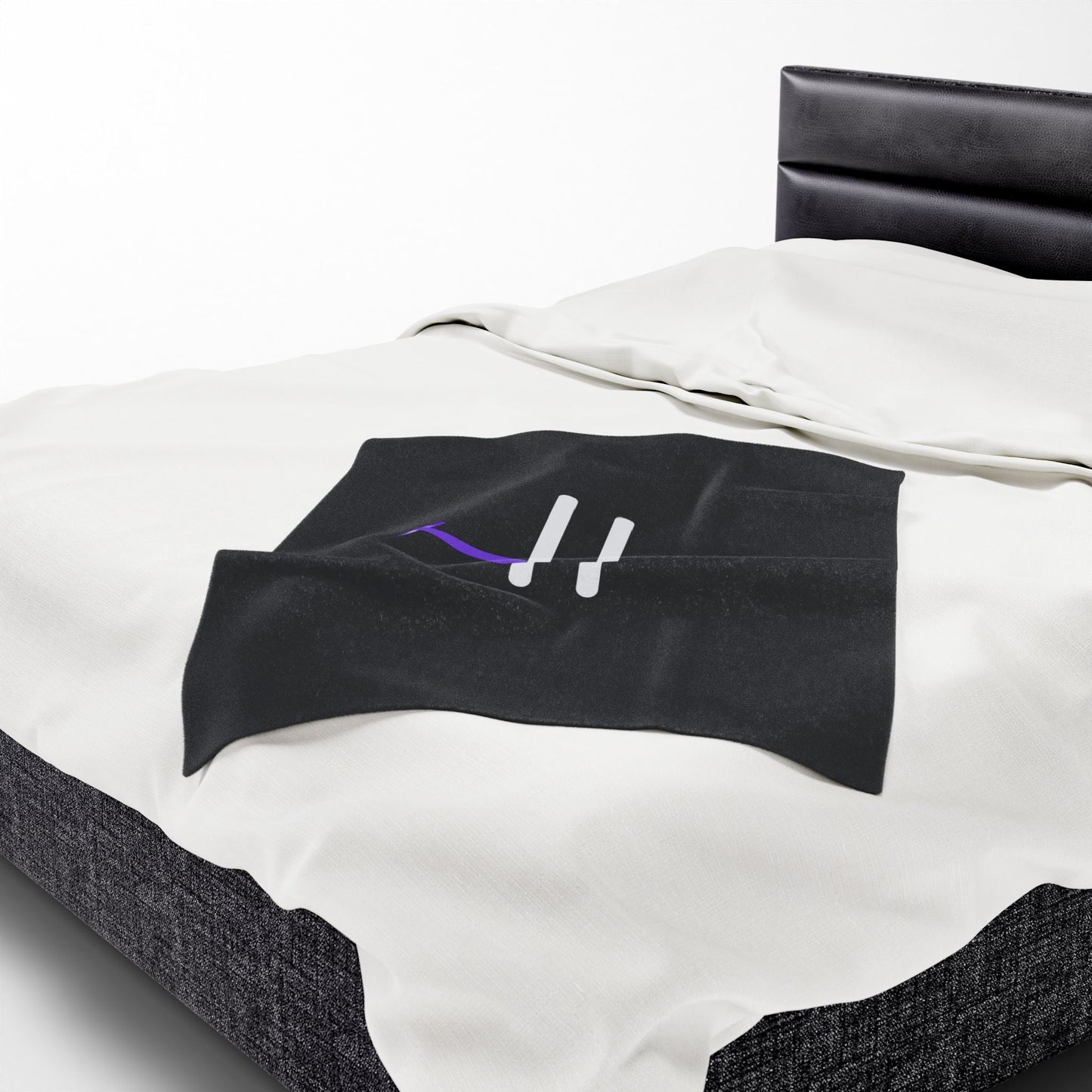 “Pause” Epilepsy Awareness Velveteen Blanket – Purple Ribbon Pause Symbol