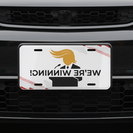 “WE’RE WINNING!” Mirror-Readable Political Parody Vanity Plate