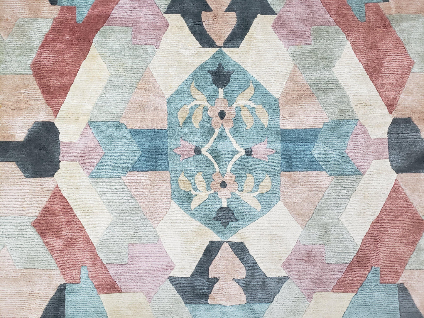 Contemporary Indian Nepalese Area Rug 8x11, Wool Hand-Knotted Modern Multicolor Nepali Abstract Carpet 8 x 11 Soft Playroom Nursery Room Rug