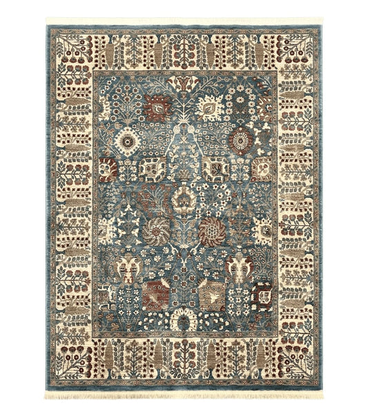 Belgium Power-Loomed Rug 5.6 x 7.6, Green and Cream Rug, Vintage Wool Area Rug, Oriental Carpet, Medium Sized Rug
