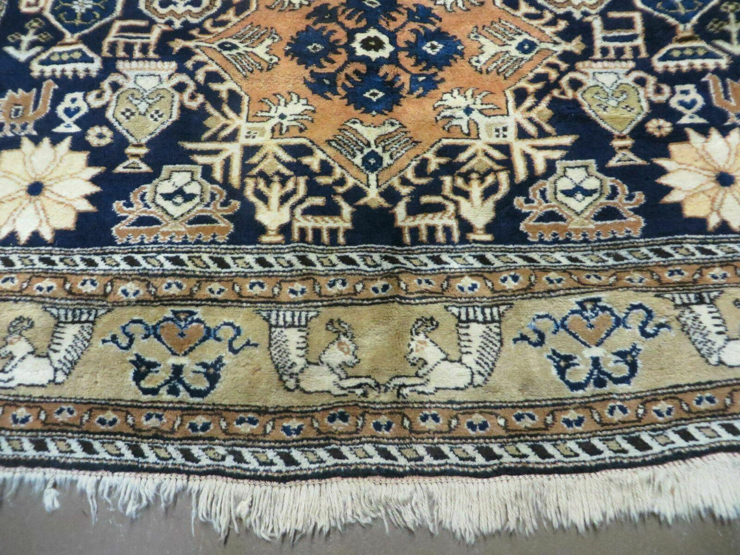 Persian Qum Rug 5.6 x 8.8, Navy Blue