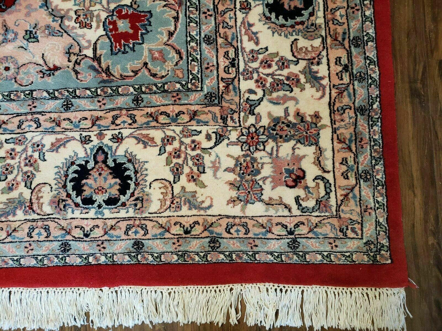 9' X 12' Vintage Handmade India Medallion Wool Rug Vegetable Dyes Nice Red